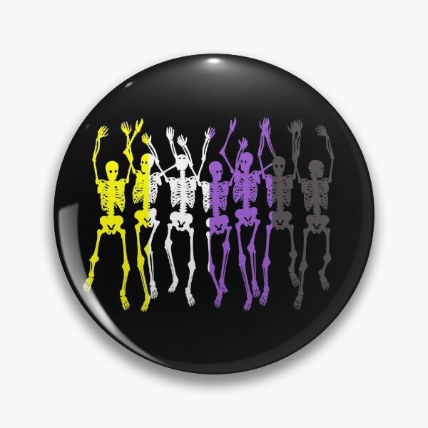 Item preview, Enby Flag Halloween Skeletons. Nonbinary Pride designed and sold by Subtle Pride Shop.