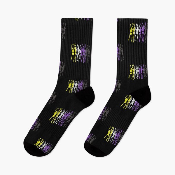 Item preview, Enby Flag Halloween Skeletons. Nonbinary Pride designed and sold by Subtle Pride Shop.