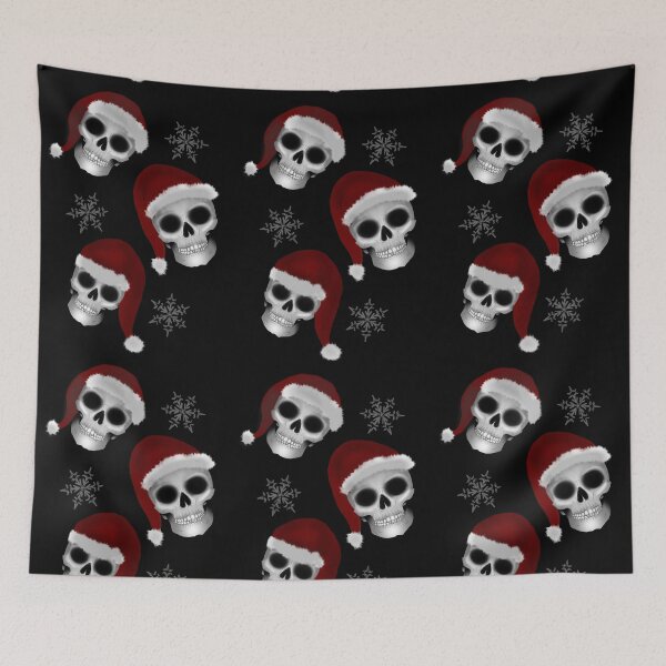 Item preview, Gothic Christmas Skeleton print red santa hats designed and sold by DemonicGloom.