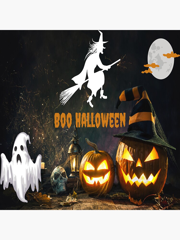 Boo Halloween Design Ideas Sticker By Frenzyhome Redbubble