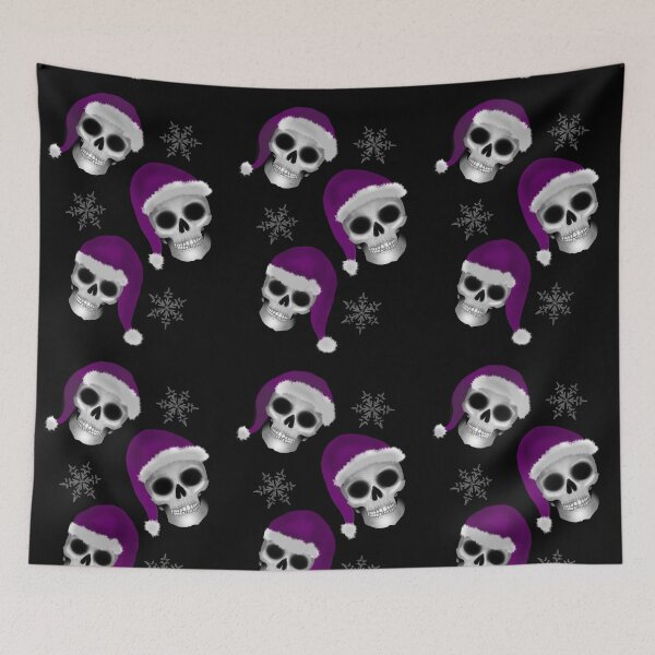 Item preview, Gothic Christmas Skeleton print purple hats designed and sold by DemonicGloom.