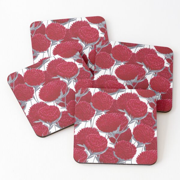 Item preview, Bright red flowers with gray leaves designed and sold by IrinaIkar.