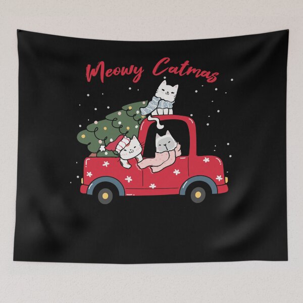 Item preview, Cute Cat Driving Red Car Pickup Tree Meowy Catmas designed and sold by loat904.