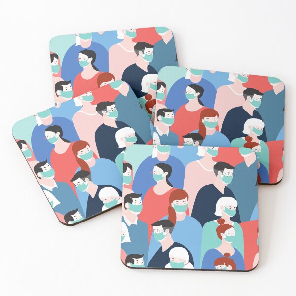 Item preview, People wearing masks coronavirus wallpaper designed and sold by Seoul26.