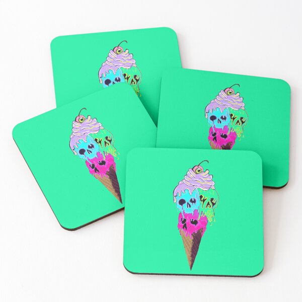 Item preview, Melting Neon Skull ice creems green background designed and sold by DemonicGloom.