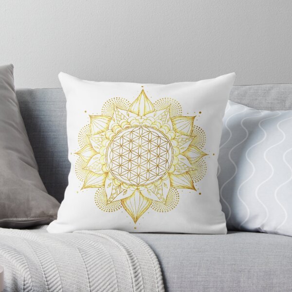 Flower of Life Mandala Throw Pillow