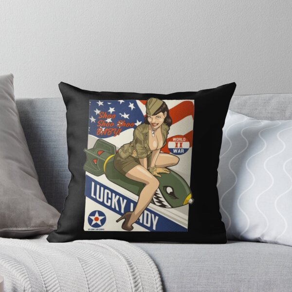 Item preview, Lucky Lady Pin Up Girl Bomb World War 2 WW2 Vintage Retro Aviation Military designed and sold by AlexaTees.