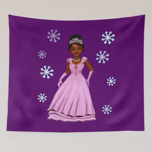 Item preview, Princess Coco in purple / lavender among snowflakes   ! beautiful  black girl with Afro hair, brown eyes and dark brown skin. Hair love ! designed and sold by Artonmytee.