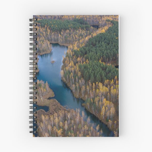 Item preview, Aerial view of small lakes surrounded by autumn forest. designed and sold by vkph.