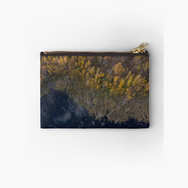 Item preview, Small lake with blue water surrounded by autumn forest. designed and sold by vkph.