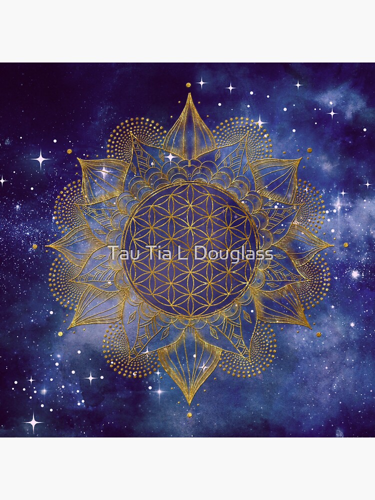 Thumbnail 3 of 3, Sticker, Flower of Life Mandala Sky designed and sold by PurplePeacock.