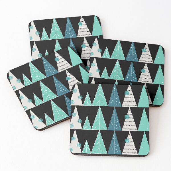 Item preview, Blue Christmas Trees (Black) designed and sold by whereisOlga_.