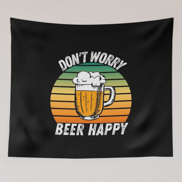 Item preview, Vintage Sunset Dont Worry Beer Happy - Funny Beer Puns - Gift for Beer Lovers who like alcohol jokes designed and sold by CaitU.