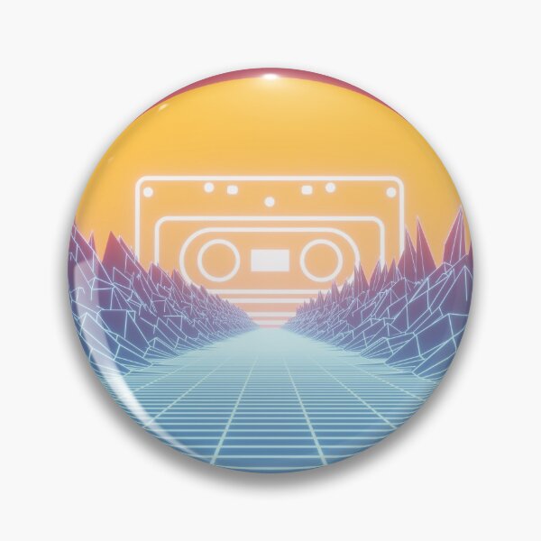 Aperçu de l'œuvre Coucher de soleil vaporwave des années 90 avec une vieille cassette. Style old school. Route néon esthétique créée et vendue par PandyPO.