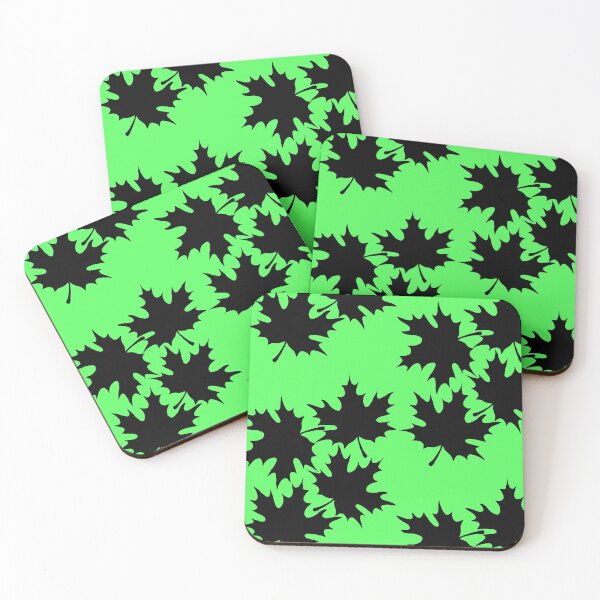 Item preview, Autumn leaves print in electric green designed and sold by DemonicGloom.