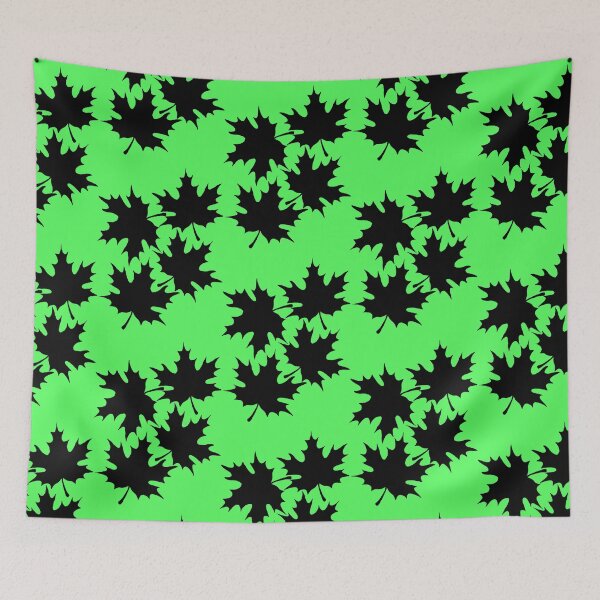 Item preview, Autumn leaves print in electric green designed and sold by DemonicGloom.