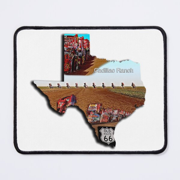 Item preview, Cadillac Ranch on Route 66 - Texas Shape Filled with 3 Cadillac Ranch Images designed and sold by Warren Paul Harris.