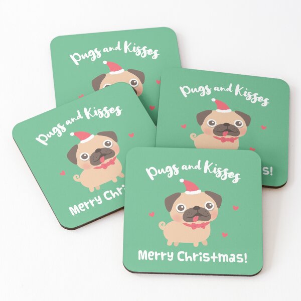 Item preview, Cute Pugs and Kisses Merry Christmas designed and sold by rustydoodle.