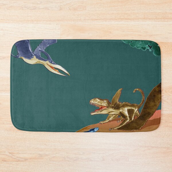 Item preview, Two prehistoric pterosaurs competing for salmon - Yellowbox ink painting designed and sold by twyellowbox.
