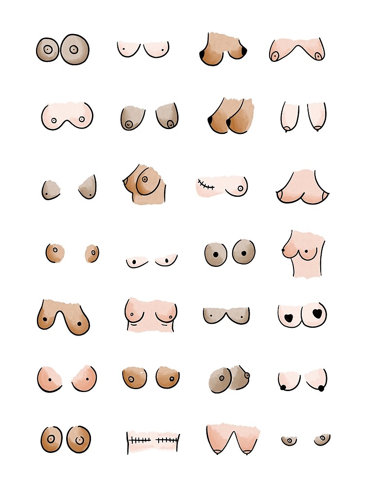 Boobs Illustration Different Types Photographic Print for Sale by