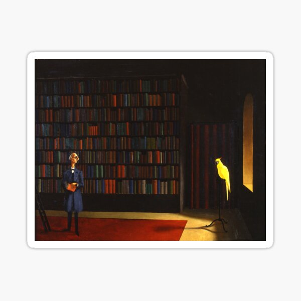 Item preview, The library with cockatoo literary still life portrait painting by Franz Sedlacek designed and sold by Jéanpaul  Ferro.