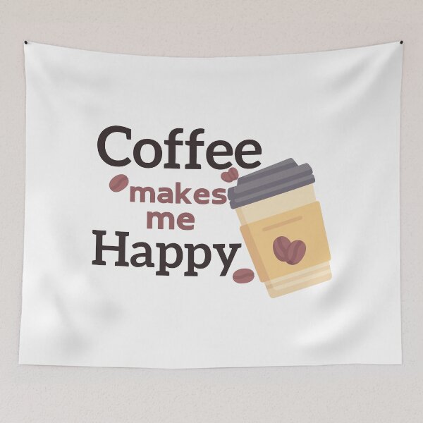 Item preview, Trendy Coffee Makes Me Happy - Cute Cup of Coffee Illustration Gift Idea For Coffee Lovers designed and sold by Prince - Bestseller ★★★★★.