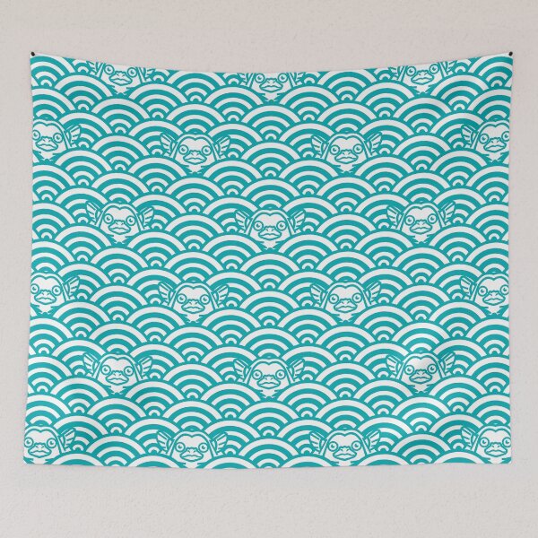 Item preview, Amabie Japanese Wave Pattern - Teal designed and sold by FuegoFatuoArt.