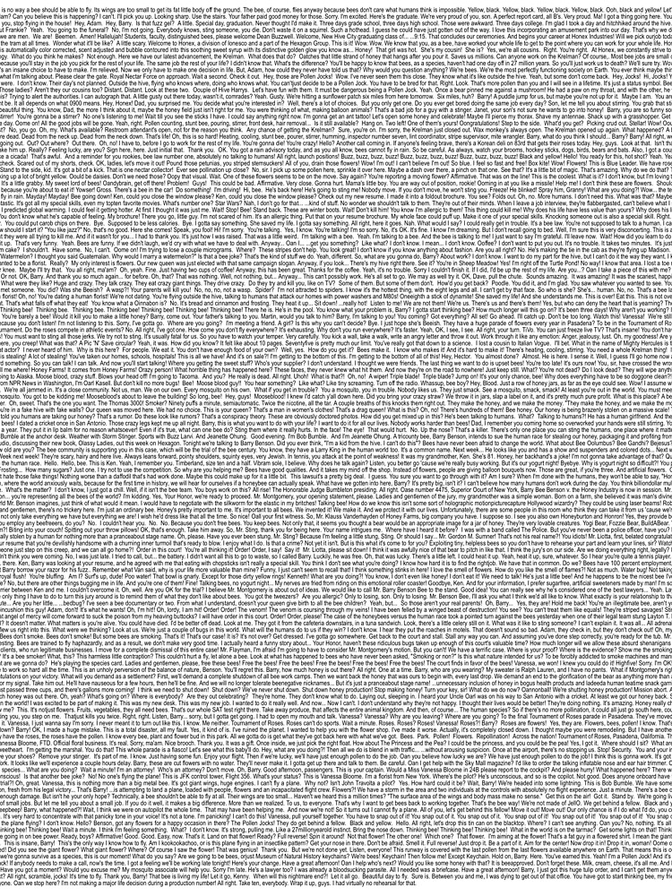 the entire bee movie script youtube