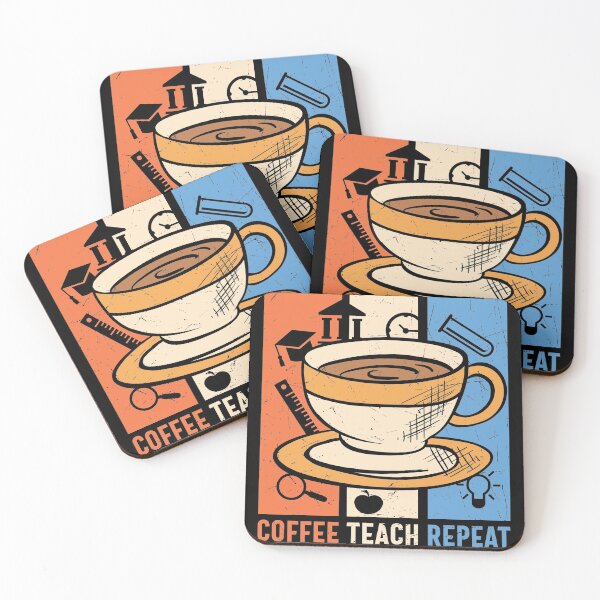 Item preview, Retro Vintage Coffee Teach Repeat - Distressed a Cup of Coffee Illustration  designed and sold by Prince - Bestseller ★★★★★.