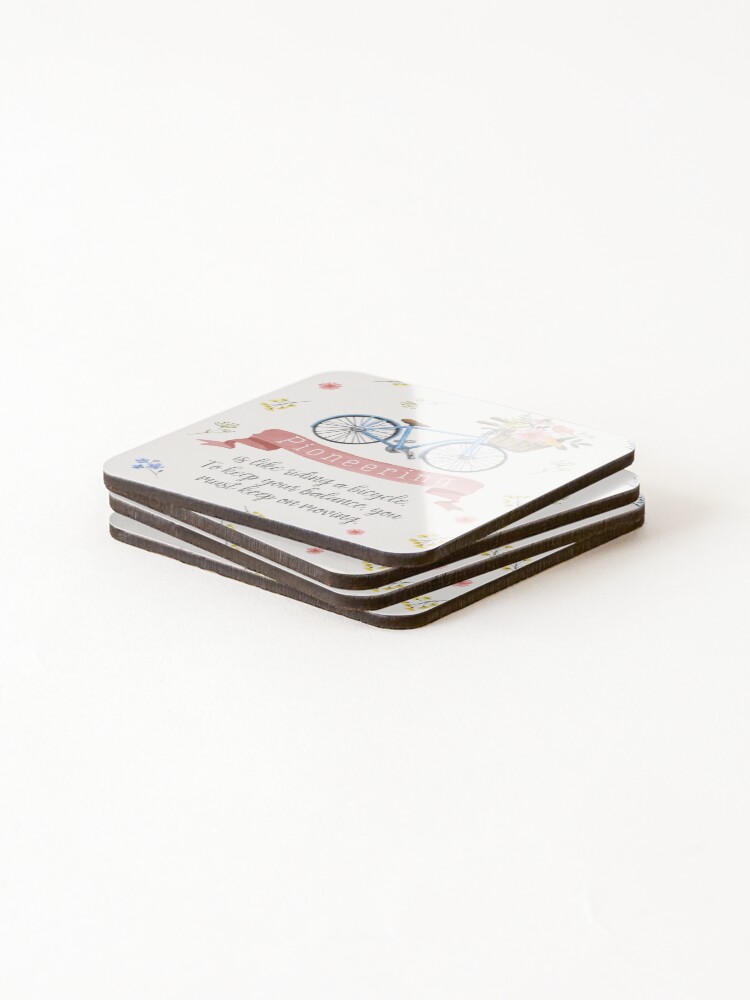 Alternate view of Pioneering is Like Riding a Bicycle (Floral) Coasters (Set of 4)