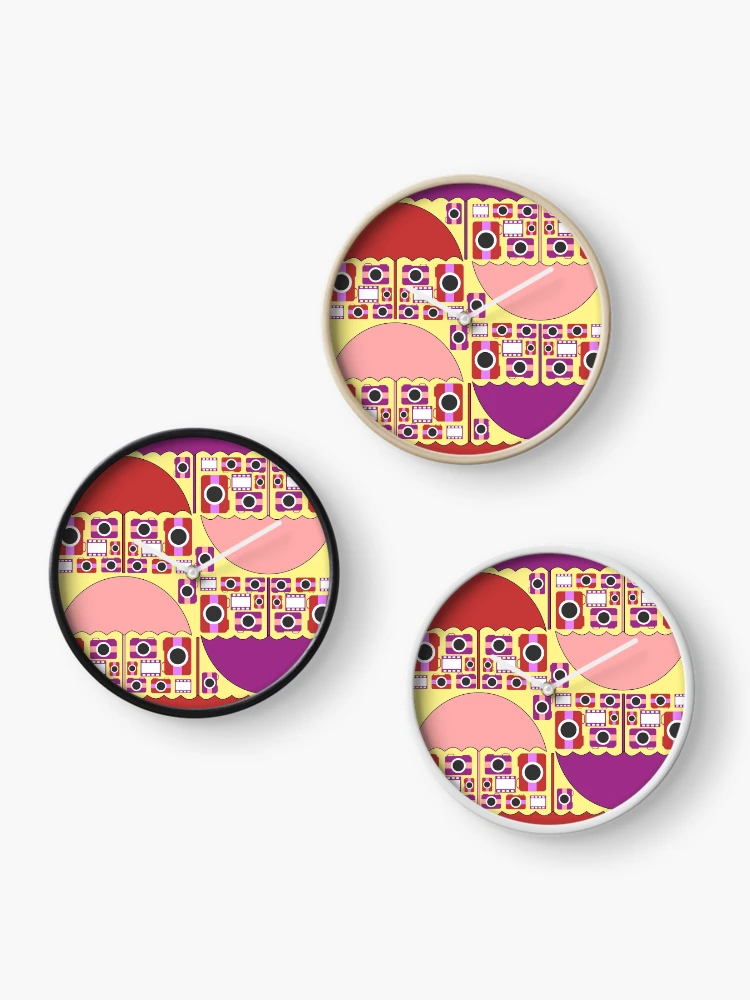 Thumbnail 3 of 4, Clock, Colorful camera pattern designed and sold by cocodes.