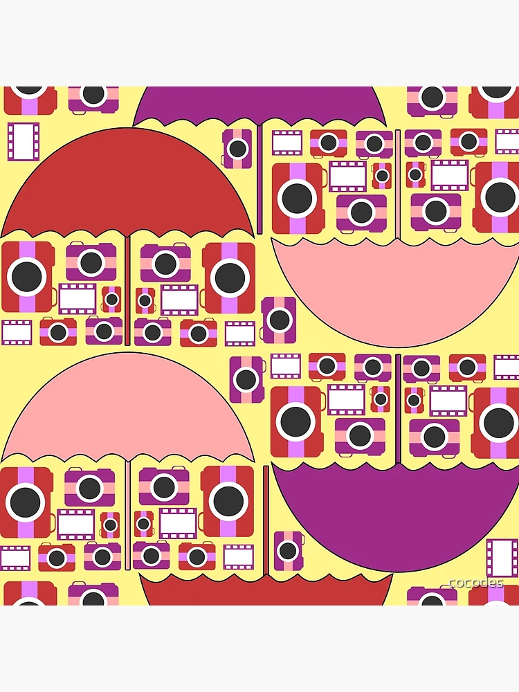 Thumbnail 4 of 4, Clock, Colorful camera pattern designed and sold by cocodes.