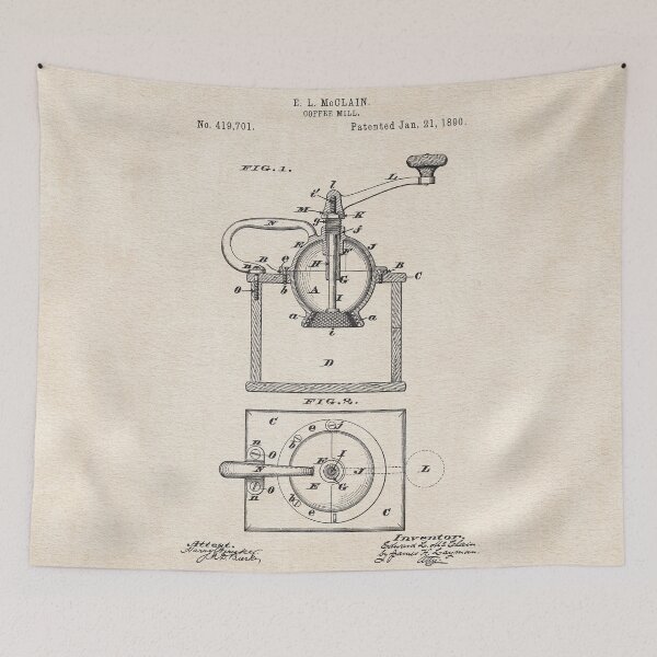 Item preview, PATENT DRAWING / 1890 - Coffee Mill designed and sold by danielcoulmann.