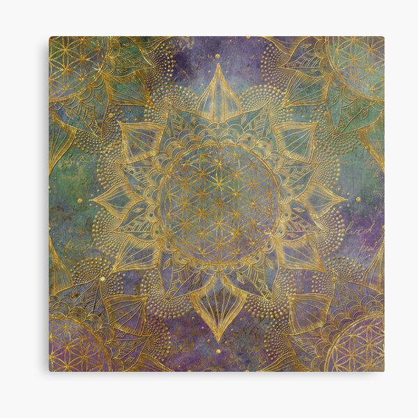 Flower of Life Mandala Boho Chic Metal Print