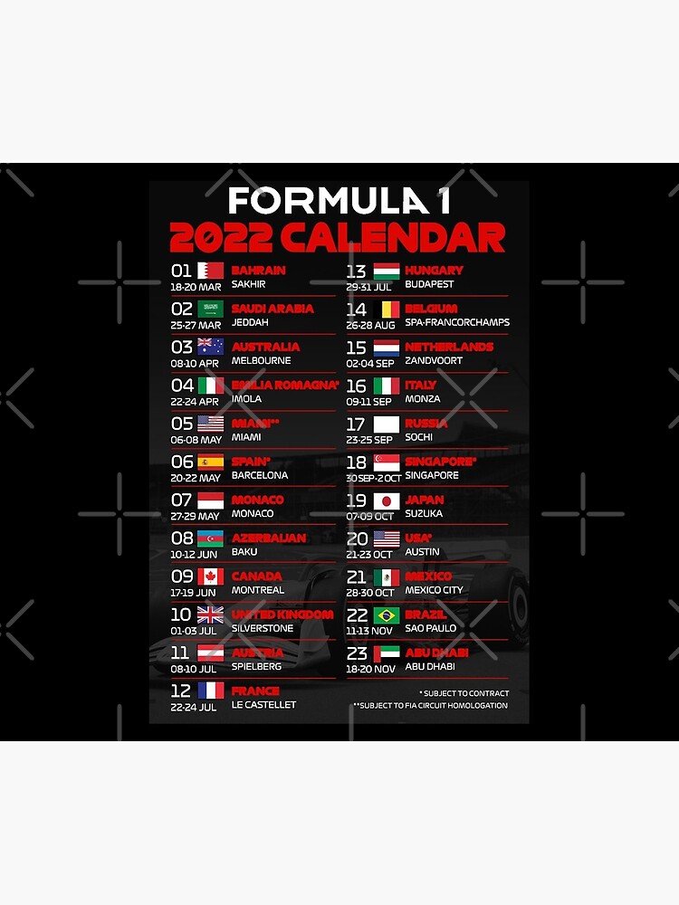 F1 2022 Calendar All Circuit" Travel Mug By Thef1Racing | Redbubble