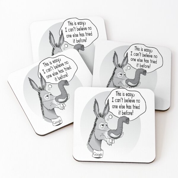 Item preview, This is easy , I can't believe no one else has tried it before! Funny Donkey Joke Trunk Elephant Google  Animal Cartoon Set designed and sold by masteriven.