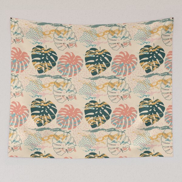 Item preview, Colorful Abstract Tropical Pattern Wallpaper Design  designed and sold by AGoldenEmerald.
