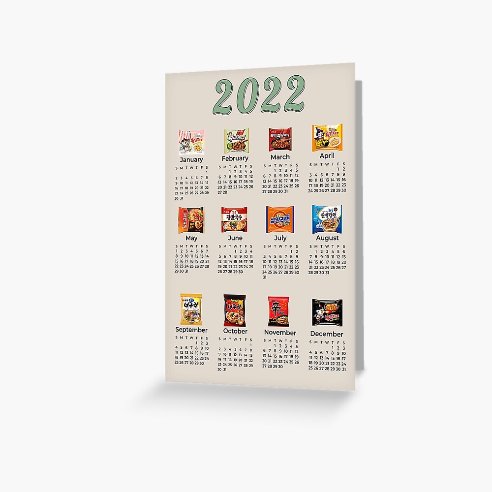 Tarjetas de felicitación «Calendario Ramens instantáneo coreano 2022