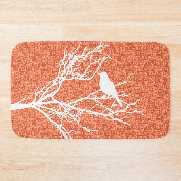 Item preview, Bird on a Branch, White Against Coral Orange  designed and sold by Marymarice.
