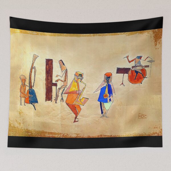 Item preview, Original Artist - Jazz Quintet Painting - Cubist Study on Paper designed and sold by AlohaHound.