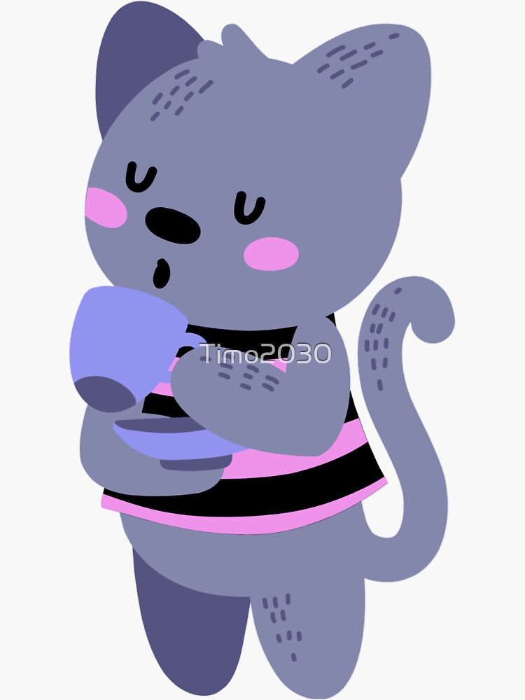 "Aesthetic Cat Drinking Boba" Sticker for Sale by Timo2030 Redbubble