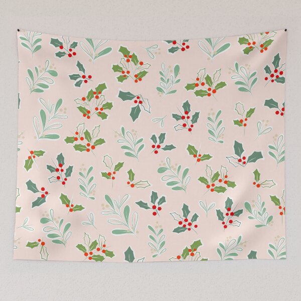 Item preview, Retro Christmas Foliage Pattern Nº1 Blush designed and sold by Dominiquevari.