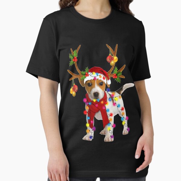 Item preview, Jack russell Dog Gorgeous Reindeer Christmas Lights Tree Dog Scarf Xmas Santa Claus designed and sold by louloapadilla.