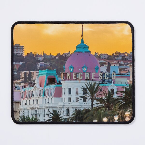 Item preview, Fiery sunset at the famous luxury hotel Le Negresco on the Promenade des Anglais in Nice, Baie des Anges, a symbol of the Cote d'Azur or the French Riviera. designed and sold by SvetlanaSF.