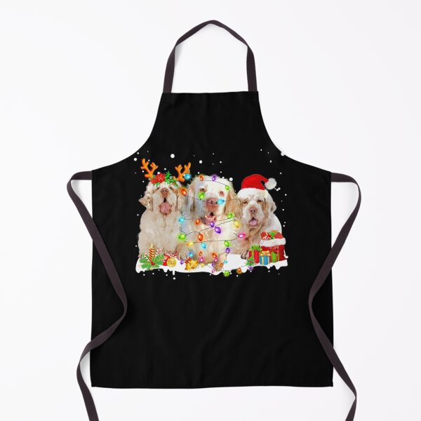 Item preview, Three Clumber Spaniel Dogs Reindeer Xmas Lights Tree Xmas Santa Claus designed and sold by louloapadilla.