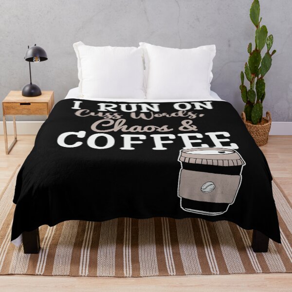 Item preview, Trendy I Run on Cuss Words Chaos and Coffee - Cute Cup of Coffee Illustration Gift Idea For Coffee Lovers designed and sold by Prince - Bestseller ★★★★★.