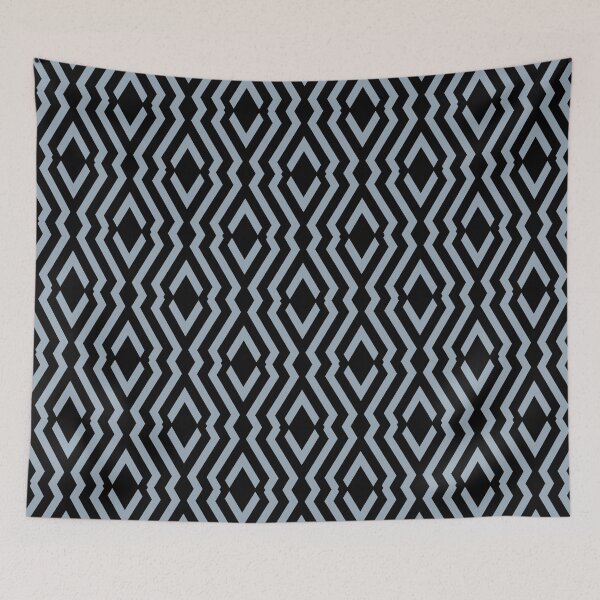 Item preview, Black and Blue Diamond Zig Zag Ripple Pattern Coordinates w/ HGTV 2022 Color of the Year Aleutian HGSW3355 - Colour Trends - Hue - Shades designed and sold by ColorOfTheYears.