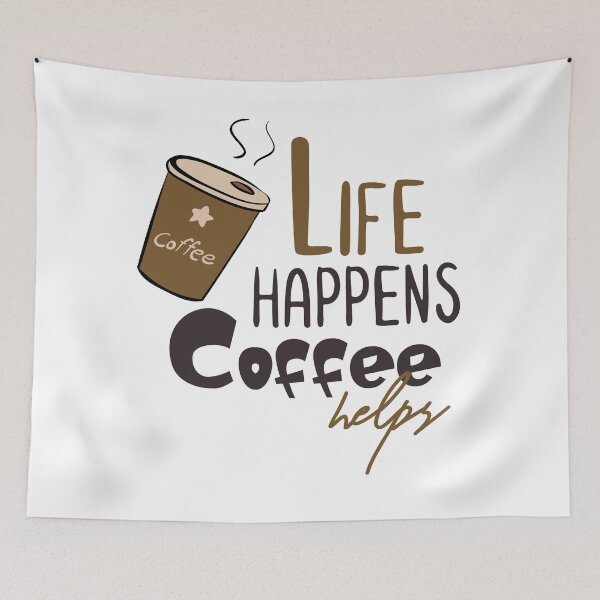 Item preview, Life Happens Coffee Helps - Trendy Cup of Coffee Illustration Gift Idea For Coffee Lovers designed and sold by Prince - Bestseller ★★★★★.