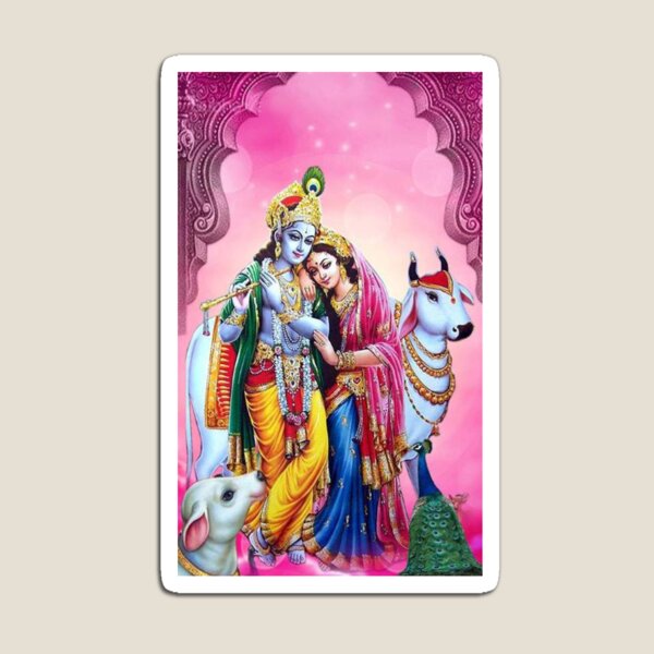 RADHA AND KRISHNA PLAYING FLUTE HINDU DEITY INDIA FRIDGE MAGNET 