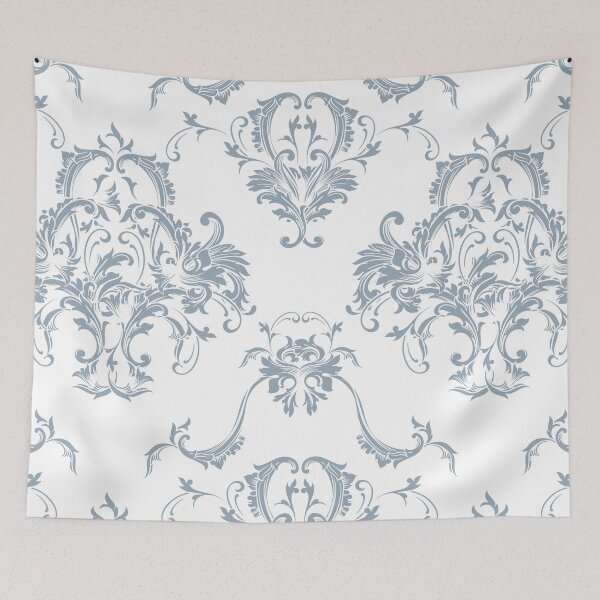 Item preview, Blue and White Damask Scroll Baroque Pattern Coordinates w/ HGTV 2022 Color of the Year Aleutian HGSW3355 - Colour Trends - Hue - Shades designed and sold by ColorOfTheYears.
